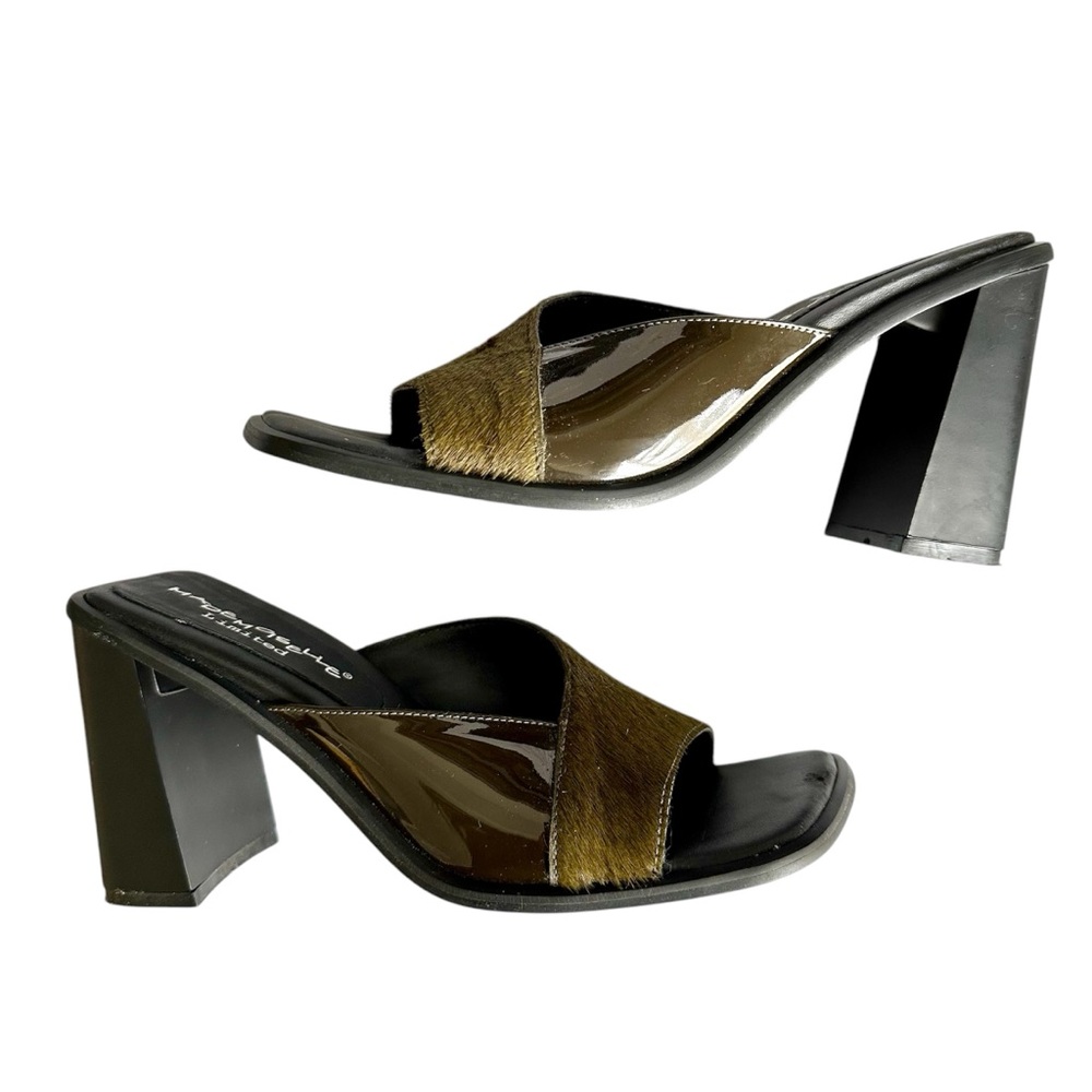 Mademoiselle Limited Green Tanya Leather Block Heel Sandal Made in Brazil 6M